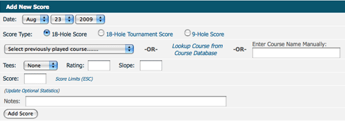 Add Score Section of Scorecard